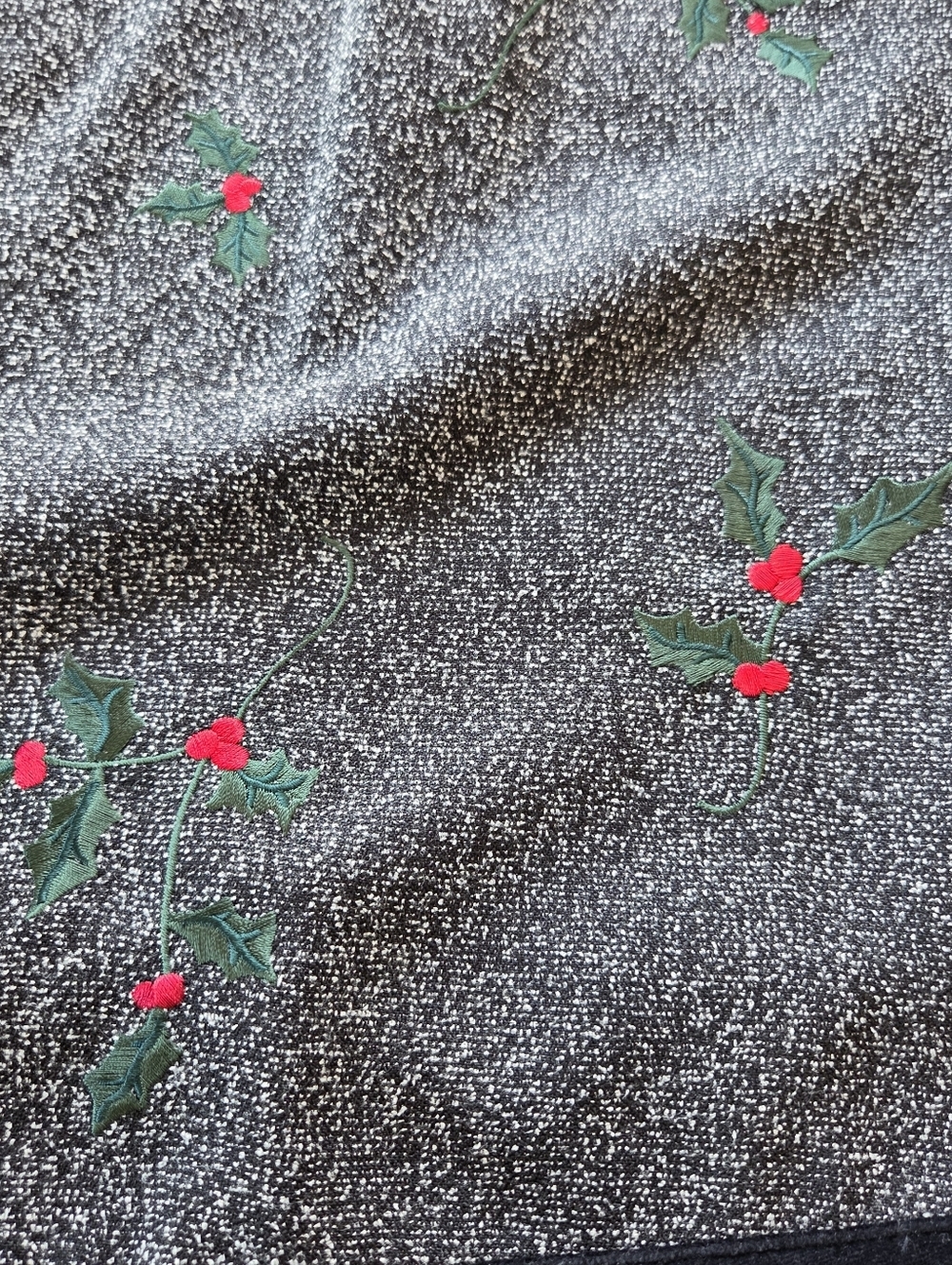 C.J. Banks Holly Berry Embroidered Holiday Vest Plus Size 18W Black Silver Zip